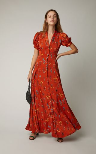 Caroline Constas + Floral-Print Crepe de Chine Maxi Dress