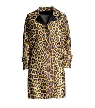 House of Fluff + Faux Leather-Trimmed Leopard-Print Faux Fur Coat