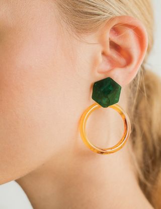 Pixie Market + Green Geometric Earrings