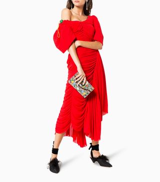 Preen by Thorton Bregazzi + Kesia Off-the-Shoulder Drape Midi Dress