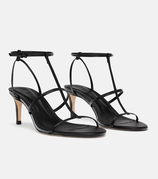 Zara + Leather Strappy High Heel Sandals