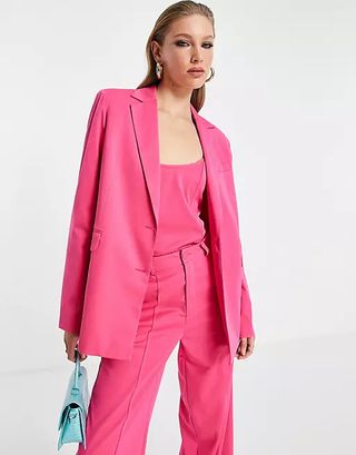 Extro & Vert + Slouchy Blazer in Hot Pink