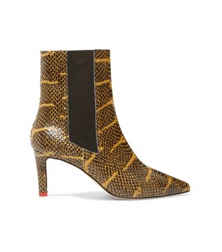 Aeyde + Leila Snake-Effect Leather Ankle Boots