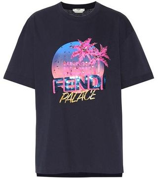 Fendi + Cotton Sequined Logo T-Shirt