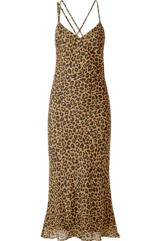 Michelle Mason + Draped Leopard-Print Silk-Chiffon Midi Dress