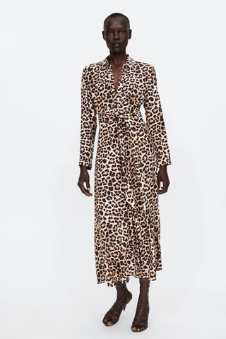 Zara + Long Animal Print Dress