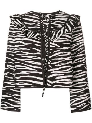Ganni + Zebra Print Ruffled Jacket