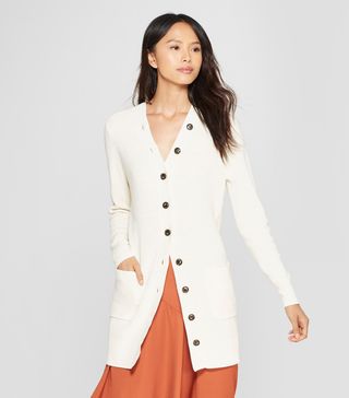 Who What Wear + Long Sleeve Button Detail Cardigan