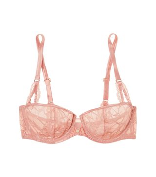 Chantelle + Segur Satin-Trimmed Lace and Tulle Underwired Bra