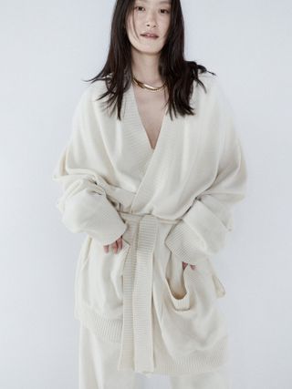 Raey + Responsible Cashmere Belted Wrap Cardigan