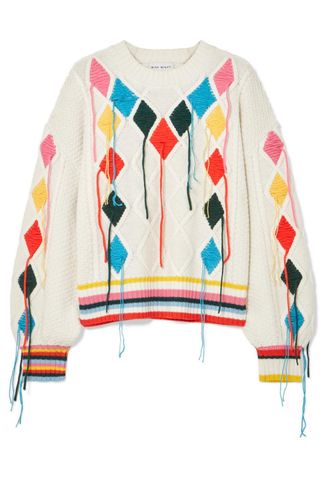 Mira Mikati + Embroidered Cable-Knit Sweater