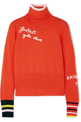 Mira Mikati + Embroidered Merino Wool Turtleneck Sweater