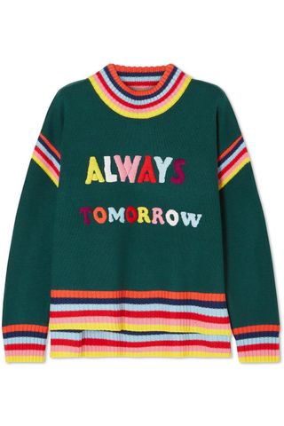 Mira Mikati + Oversized Embroidered Merino Wool Sweater