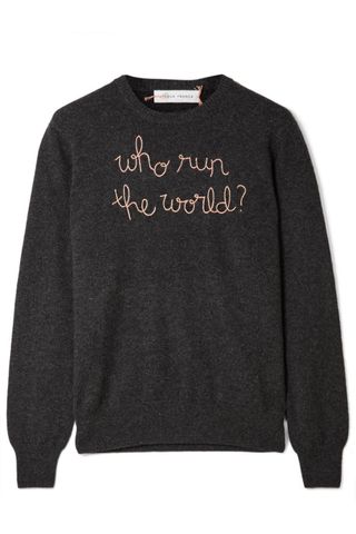 Lingua Franca + Who Run the World Embroidered Cashmere Sweater