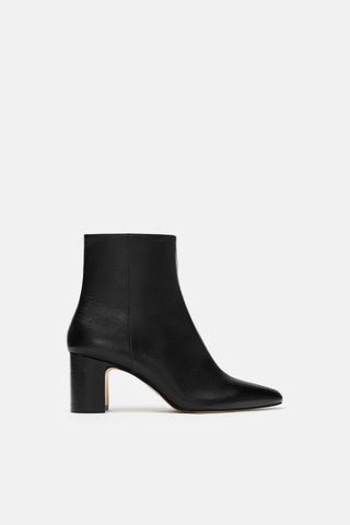 Zara + Leather Heeled Ankle Boots