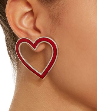 Silhouette + Silver-Tone Enamel Heart Earrings