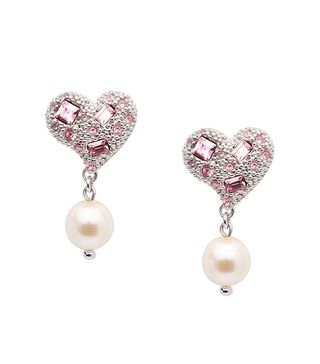 Miu Miu + Crystal and Pearl Heart Earrings