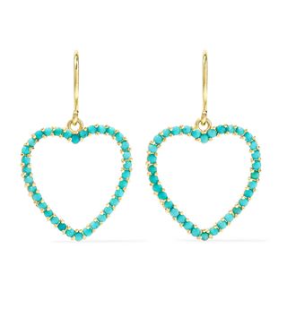 Jennifer Meyer + Heart 18-Karat Gold Turquoise Earrings
