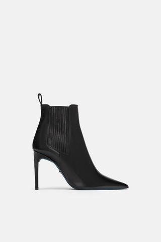Zara + Leather High-Heel Ankle Boots