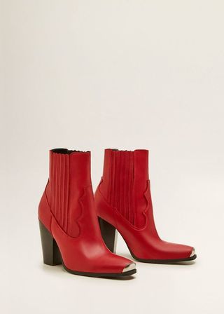 Mango + Leather Cowboy Ankle Boots