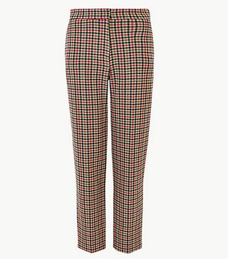 Marks and Spencer Collection + Cotton Checked 7/8th Trousers