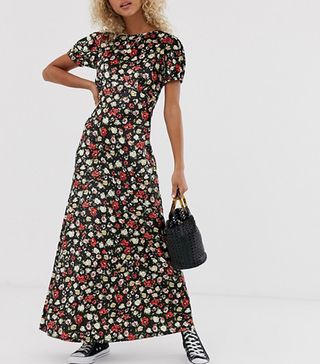 ASOS Design + Printed Velvet Maxi Tea Dress