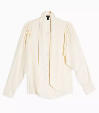 Topshop + Neck Tie Twill Blouse