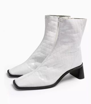 Topshop + White Crocodile Sock Boots