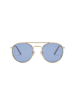 Le Specs + Revolution Round Frame Metal Sunglasses