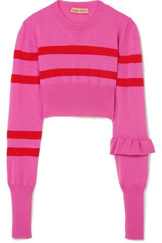 Maggie Marilyn + The Believer Cropped Striped Merino Wool Sweater