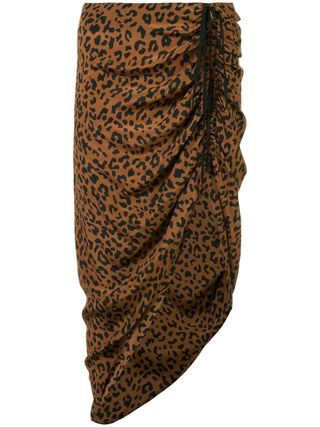 DVF Diane von Furstenberg + Ruched Leopard Print Skirt