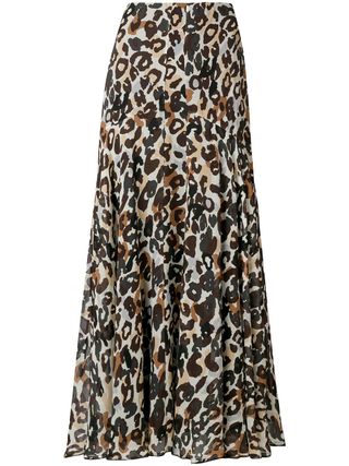 Sonia Rykiel + Long Leopard Print Skirt