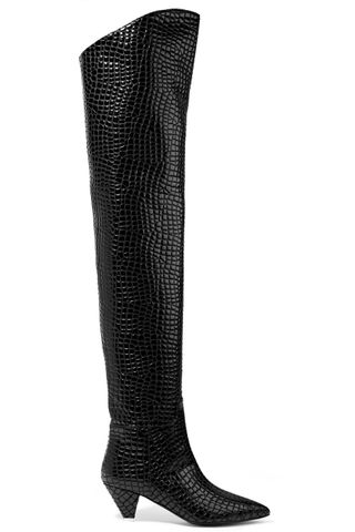 Attico + Asia Croc-Effect Leather Over-the-Knee Boots