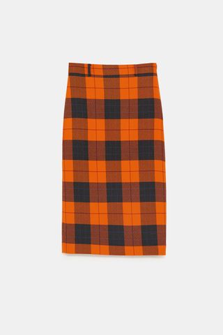 Zara + Plaid Tube Skirt
