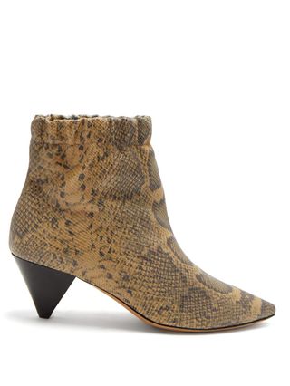 Isabel Marant + Leffie Snake Effect Leather Ankle Boots