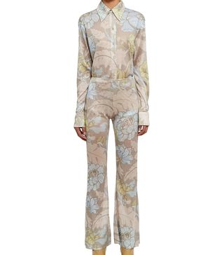 Acne Studios + Floral Flared Lurex Trousers