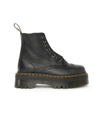Dr. Martens + Sinclair Black Leather Zip Chunky Flatform Boots