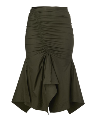 Tanya Taylor + Racquel Ruched Cotton Maxi Skirt