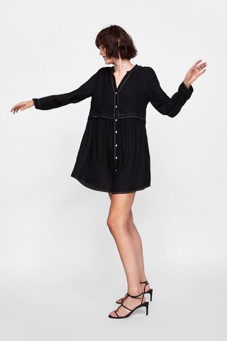 Zara + Dress with Contrasting Topstitching