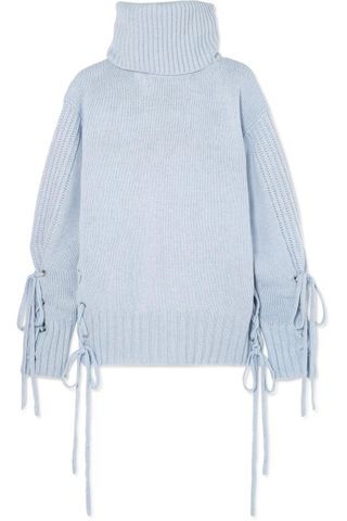 McQ Alexander McQueen + Lace-Up Wool Turtleneck Sweater