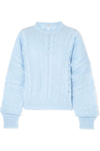 Miu Miu + Oversized Cable-Knit Mohair-Blend Sweater