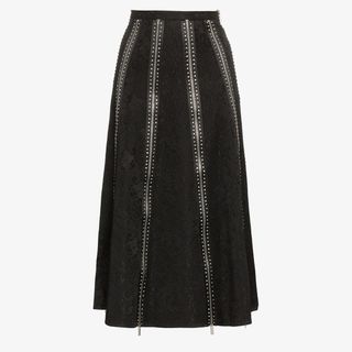 Christopher Kane + High-Waisted Lace Midi Skirt With Zip Detail