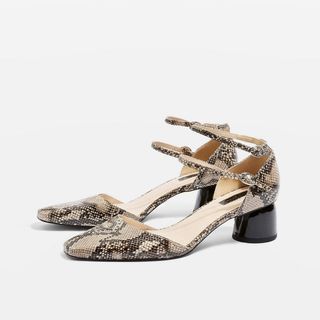 Topshop + Jackpot Snake-Print Two Part Court Shoes