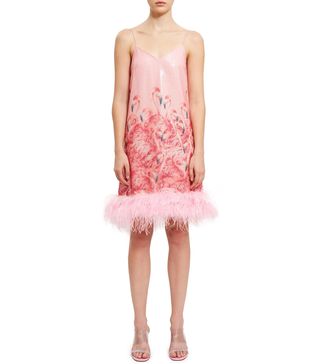 Adam Selman + Sheer Flamingo Slip Dress