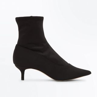New Look + Black Kitten Heel Sock Boots