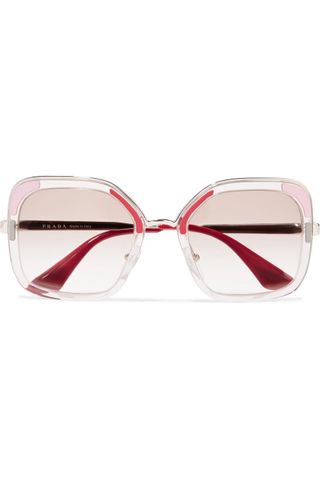 Prada + Square-Frame Acetate and Silver-Tone Sunglasses