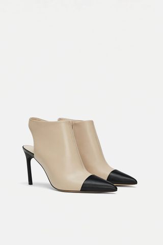 Zara + High Heeled Slingback Ankle Boots
