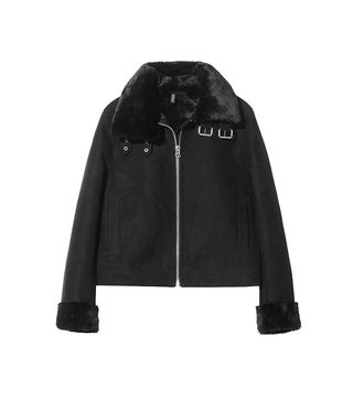 H&M + Leather Jacket With Fur Collar