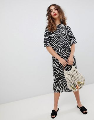 Mango + Zebra Print Midi Dress
