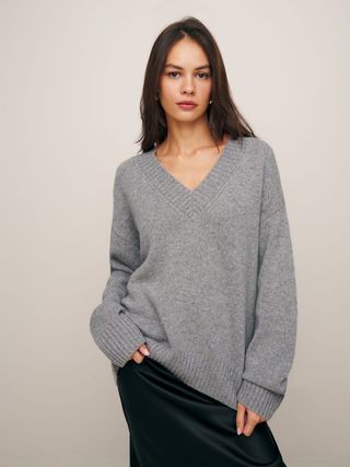 Reformation + Jadey Oversized V-Neck Sweater